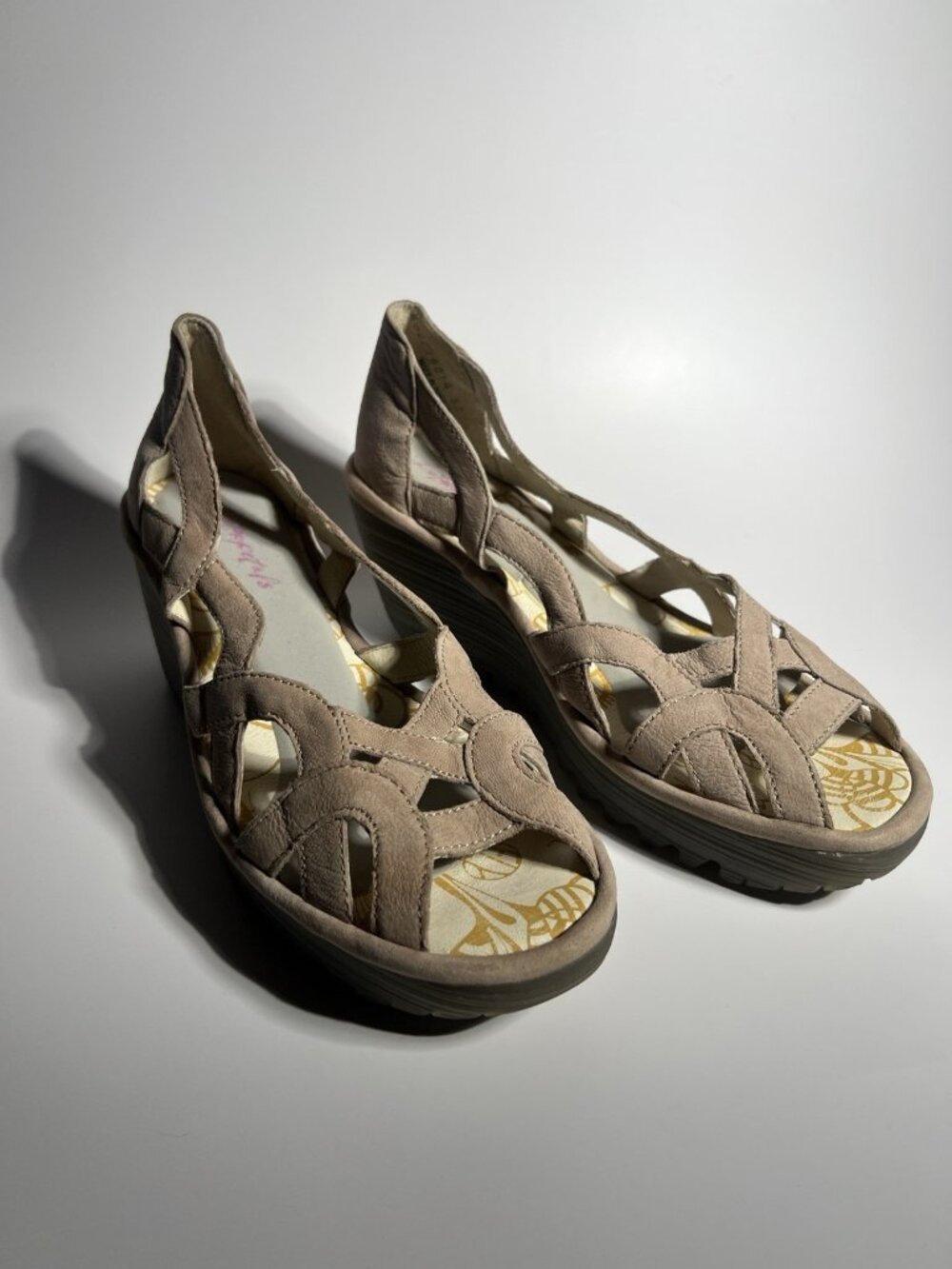 Fly London Yadi Leather Wedge Shoes Olive Green Women’s EU 38 US 7.5 - Picture 3 of 14